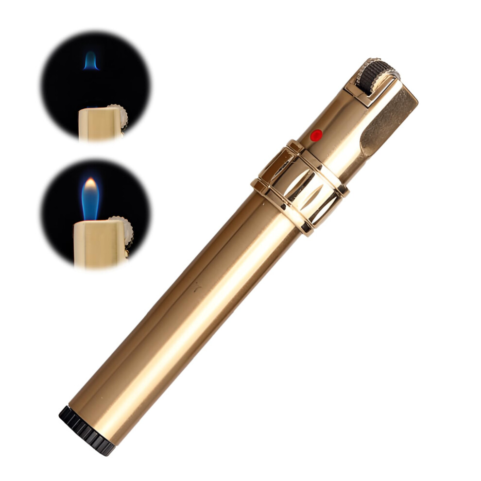 Gold Cigar Torch Lighter With Precise Jet Flame, Refillable Butane Design And Durable Finish