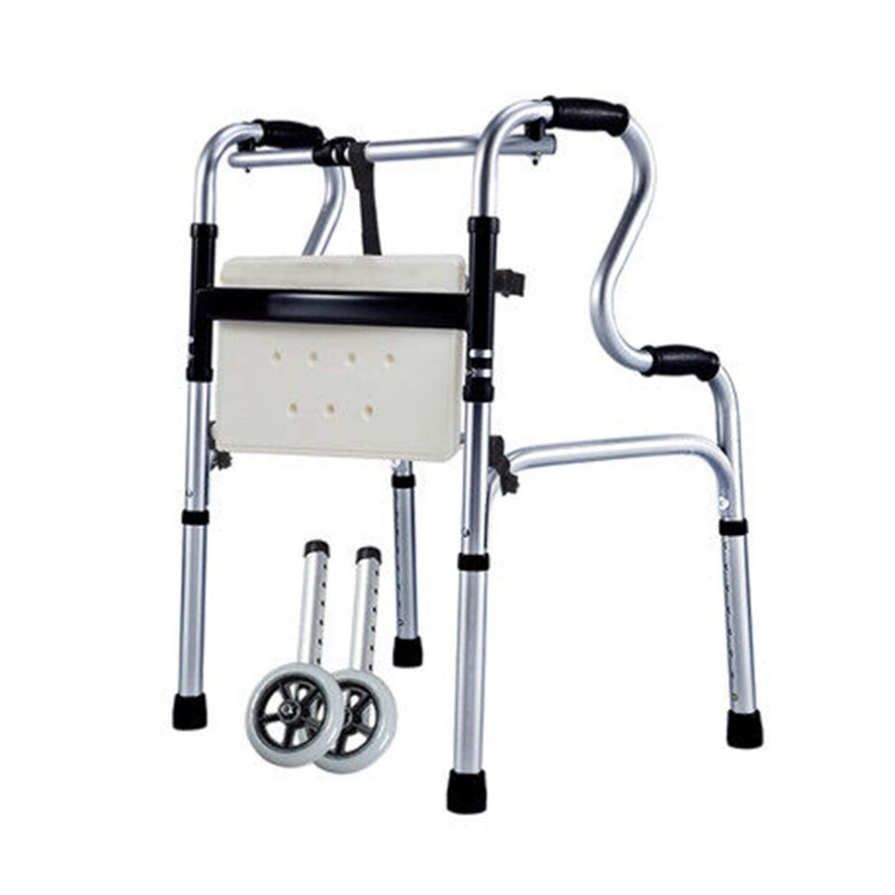 Lightweight Aluminum Rollator Walker with Seat and Wheels, Adjustable Height Folding Walker for Seniors
