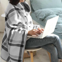 Ultra Warm Doublelayer Wheelchair Blanket Scarf with Buttons, Soft Flannel Fleece Lap Shawl Wrap
