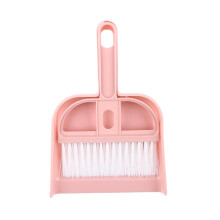 Mini Broom and Dustpan Set with Soft Scratch Bristles, Compact Lightweight Pink Handheld Brush for Small Spaces