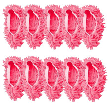 Pink Microfiber Mop Slippers 5 Pairs Washable Chenille Shoe Covers for Hands‑ Floor Cleaning
