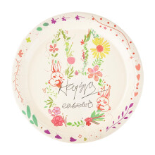 30 Pcs Easter Paper Plates 9 Inch, Festive Bunny Design Disposable Dinner Plates Set for Spring Party