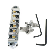 6 String TuneOMatic Roller Bridge for Electric Guitar, Smooth String Rotation, Silver with Studs and Allen Wrench