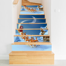 6 Christmas Themed Wall & Floor Decals, Stairs