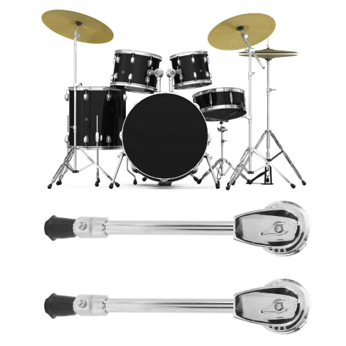 Adjustable Bass Drum Legs Chrome Stable Support Replacement Spurs Set for Percussion 2