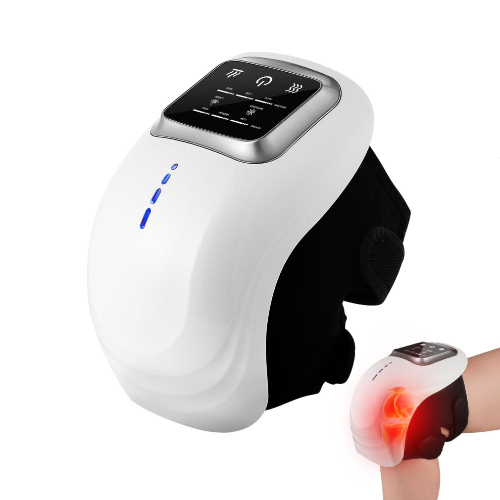 Heated Cordless Knee Massager for Arthritis Pain Relief, Rechargeable Vibration Therapy with Adjustable Fit