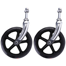 7 Inch Wheelchair Front Caster Wheels with Fork, Durable PU Tread, Smooth Rolling Replacement Parts Set (2PCS, Black)