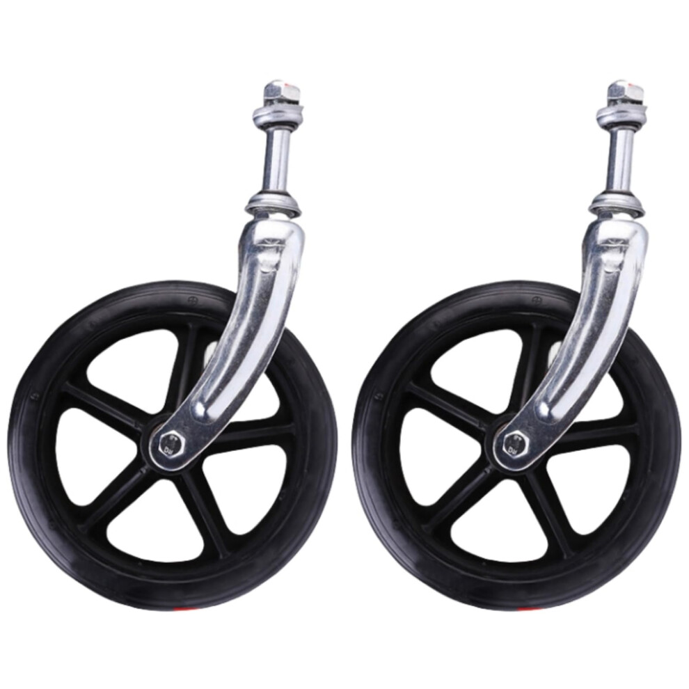 Black 7 Inch Wheelchair Front Caster Wheels With Fork, Durable Pu Tread, Smooth Rolling Replacement Parts Set (2Pcs, )