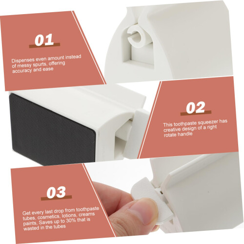 2pcs Toothpaste Squeezer Set with Stand, Easy Tube Rolling for Bathroom, Precision Squeeze Control, White 1