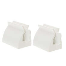 2pcs Toothpaste Squeezer Set with Stand, Easy Tube Rolling for Bathroom, Precision Squeeze Control, White