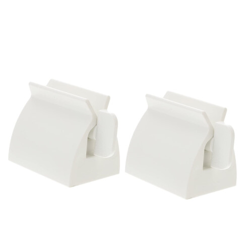 2pcs Toothpaste Squeezer Set with Stand, Easy Tube Rolling for Bathroom, Precision Squeeze Control, White
