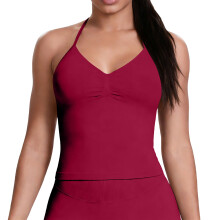 Women’s Longline Strappy Sports Bra Workout Top with-Red S