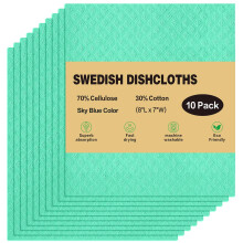 10 Pack Swedish Dishcloths for Kitchen Cleaning, Ultra Absorbent Reusable Eco Friendly Dish Rags Sky Blue