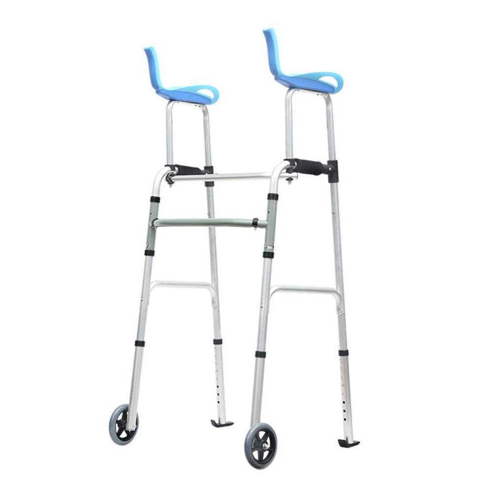Blue Lightweight Folding Rollator Walker For Seniors With Adjustable Height And BuiltâIn Seat