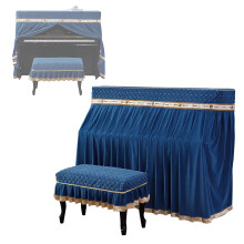 Upright Piano Cover Velvet Embroidered Full Dust Protection with CurtainStyle Opening, Elegant and Breathable