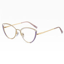 Women's Blue Light Blocking Cat Eye Reading Glasses Purple Metal Frame Lightweight +1.00 to +2.50