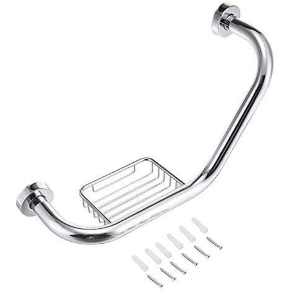 Bathroom Grab Bar with Soap Holder, AntiâSlip Shower Grab Rail for Elderly, Hidden Screw Mount