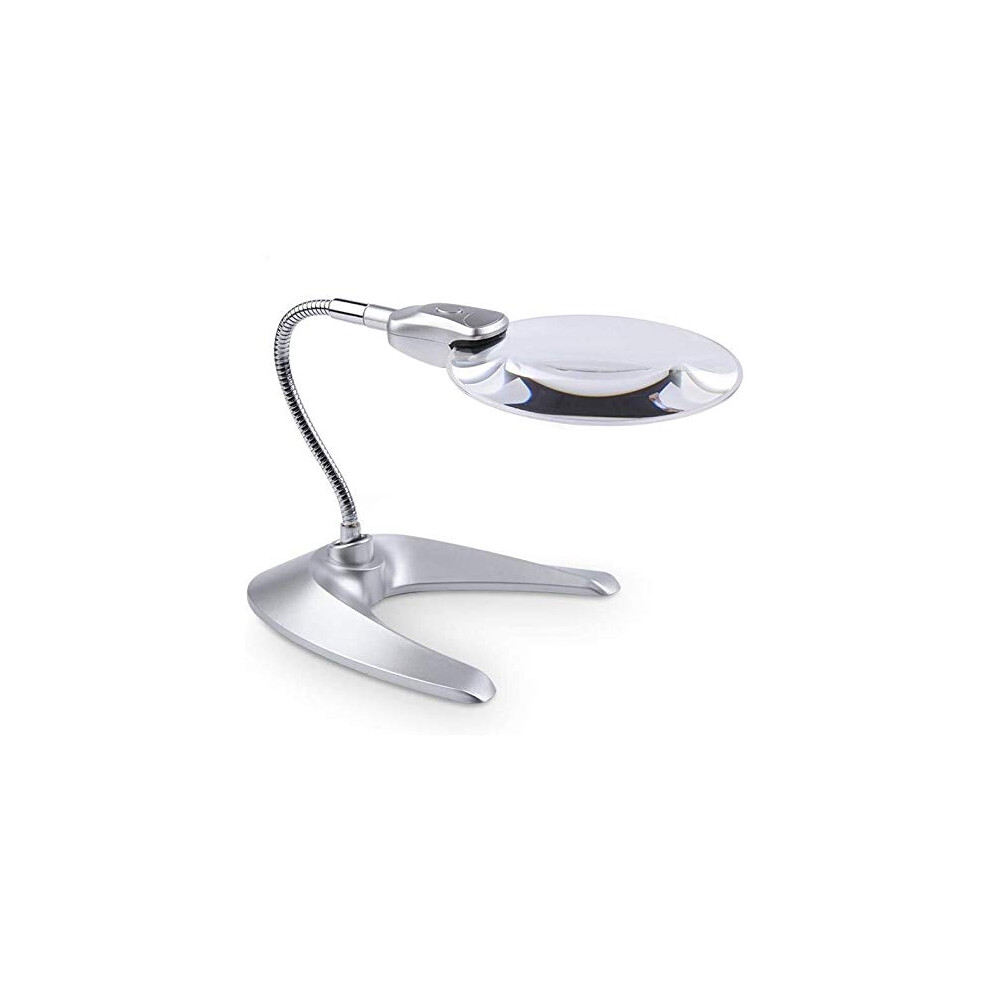 Light Led Magnifying Glass With 5X 10X Dual Lens Desk Magnifier For Reading And Crafts