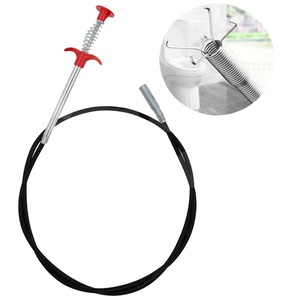 Flexible Drain Clog Remover Tool 79In With 4 Claw Flexible Grabber Pickup, Extra Long Drain Snake Cleaner 9330225376880
