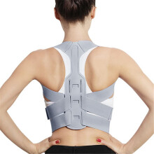 Back Posture Corrector Adjustable Lumbar Support Belt with Breathable Gray Fabric for Posture Correction Size M