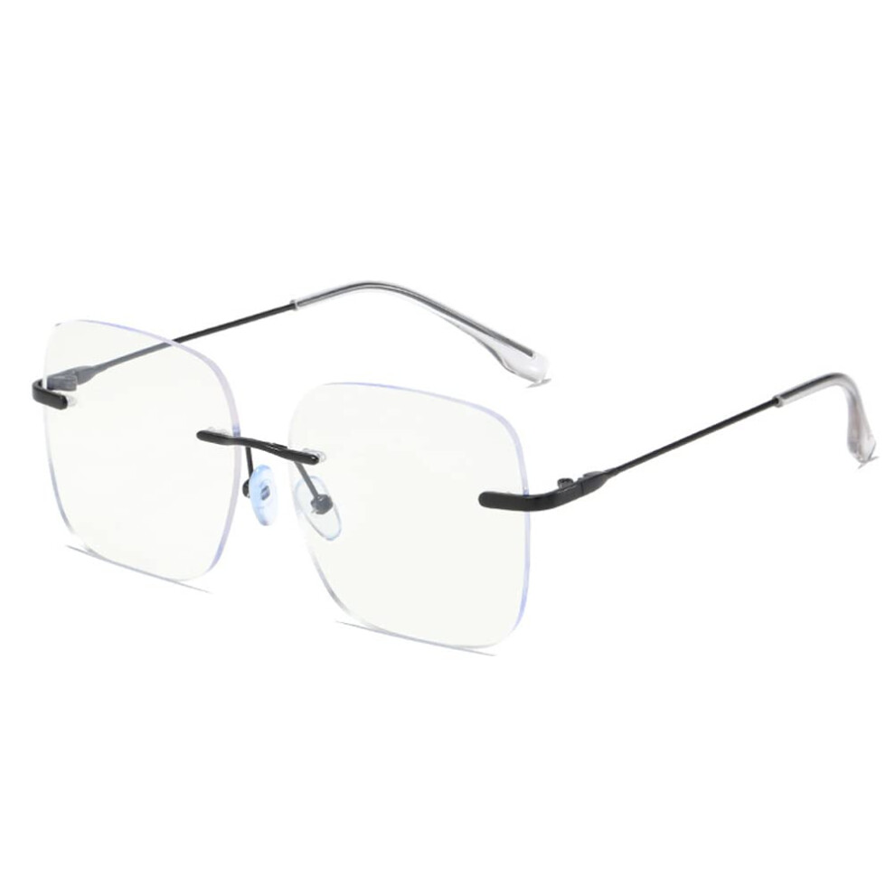 Rimless Blue Light Blocking Glasses for Men and Women, AntiGlare Computer Gaming Eyeglasses Black