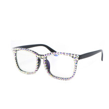 Blue Light Blocking Square Rhinestone Reading Glasses for Women Black 1.00x Comfort Fit