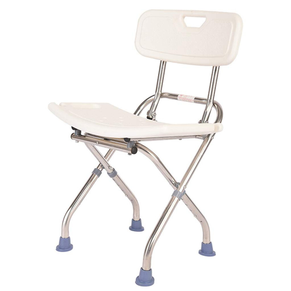 Adjustable Shower Chair for Elderly with UShaped Seat and Foldable Stainless Frame, Height 35â47cm