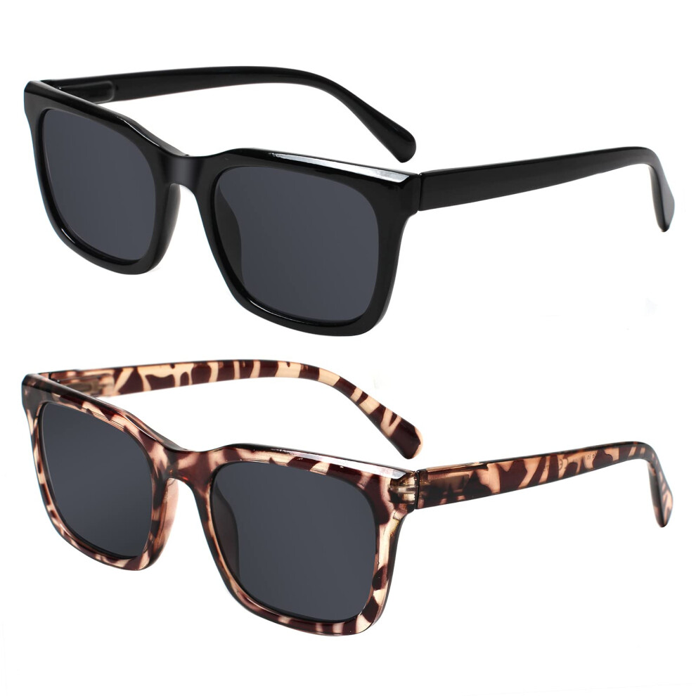 2 Pack Unisex Reading Sunglasses +2.00 Bifocal Classic Frame AntiGlare Tinted Lenses for Outdoors