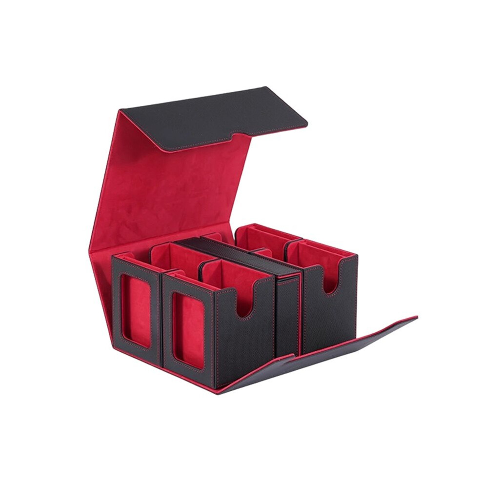 Saudism Trading Card Deck Box Trading Card Storage Box Multi-Purpose Removable Deck Case For Game Sports Card Black+Red