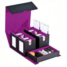 Boîte de Rangement pour Cartes à Collectionner, Étui Amovible Multi-Usages pour Cartes de Sport, Violet et Noir