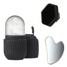 Facial Cleansing Tool Set Heart-Shaped Gua Sha Ice Roller Face Cleansing Brush for Massage Puffiness Skincare Relaxing