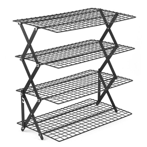 Outdoor Folding Storage Rack 4-Tier Foldable Cooling Rack with Adjustable Design for Baking Enthusiasts and Beginners