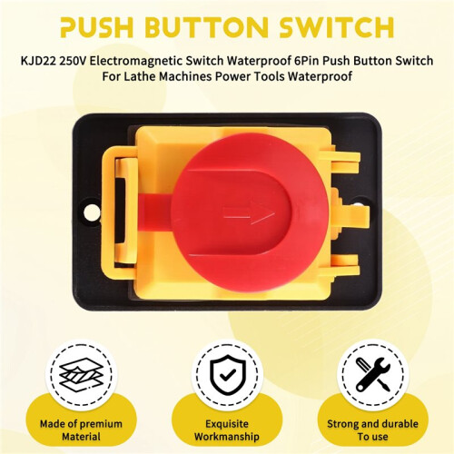KJD22 250V Electromagnetic  Waterproof 6Pin Push Button  for Lathe Machines Power Tools Waterproof 1