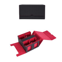Opbergdoos voor Ruilkaarten, Multifunctionele Opbergdoos met Verwijderbare Vakjes, voor Sportkaarten, Zwart+Rood