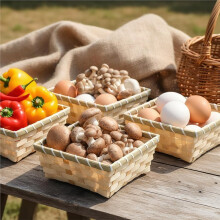 10 Natuurlijke Bamboe Geschenkmanden, 7,5 Inch Vierkante Geweven Fruitmand, Kleine Rieten Brood- en Chipsmand, voor Restaurant, Feest