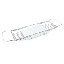Extendable Stainless Steel Bathtub Tray and Bath Caddy Shelf for Home Spa Experience, Silver