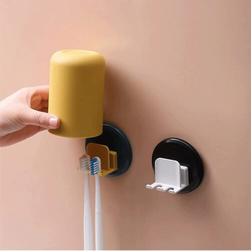 Bathroom Toothbrush Holder Wall Mounted Storage Rack with Drain Shelf for Kitchen Chopsticks E 2