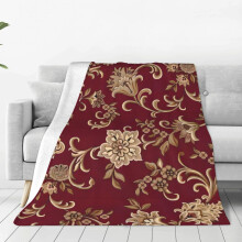 Ultra Soft Micro Fleece Blanket 40x30 Burgundy Floral Throw Blanket for Travel and Office