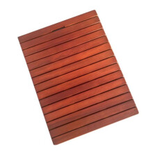 Wood Bath Mat Walnut Color Wooden Shower Mat Non Slip Quick Dry Square Mat for Bathroom Sauna 40x40cm
