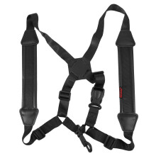 Adjustable Double Shoulder Tenor Saxophone Strap Harness with Balanced Support, Compact Black Design for Wind Players