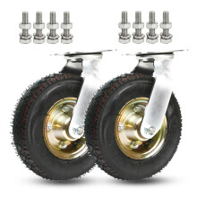 Heavy Duty Swivel Casters 8 Inch Pneumatic Rubber Wheels for Trolleys and Wheelbarrows Silent Smooth Rolling Easy Bolt Installation