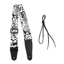 Black and White Leopard Guitar Strap Padded Adjustable Comfort Support for Electric Bass Acoustic