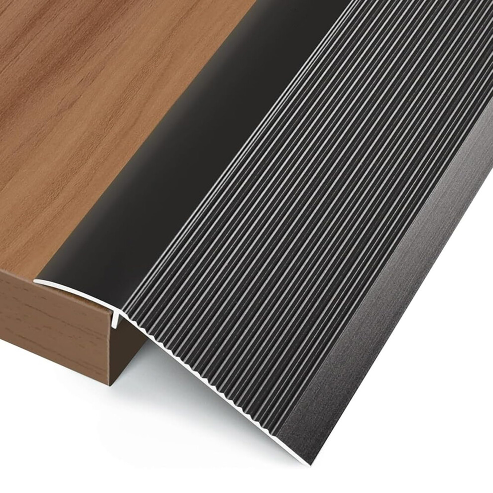 Extra Wide Black Aluminum Floor Transition Strip For Tile And Laminate, Smooth Antislip Threshold Trim 9771547777816