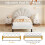 (Beige) Single Velvet Bed Frame with Adjustable Petal Headboard, 3ft 5