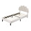 (Beige) Single Velvet Bed Frame with Adjustable Petal Headboard, 3ft 6