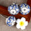 6 Pack Hand Painted Ceramic Cabinet Knobs Vintage Blue and White Floral Drawer Pulls Handles 5