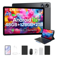 POCKAM P11 Pro Android 16 Tablet, 11 inch Tablet with Gemini AI, 48GB RAM+128GB ROM, Tablet 2.4K 90Hz, T7250 Octa-Core, 13MP+5MP, 8800mAh, 5G WIFI