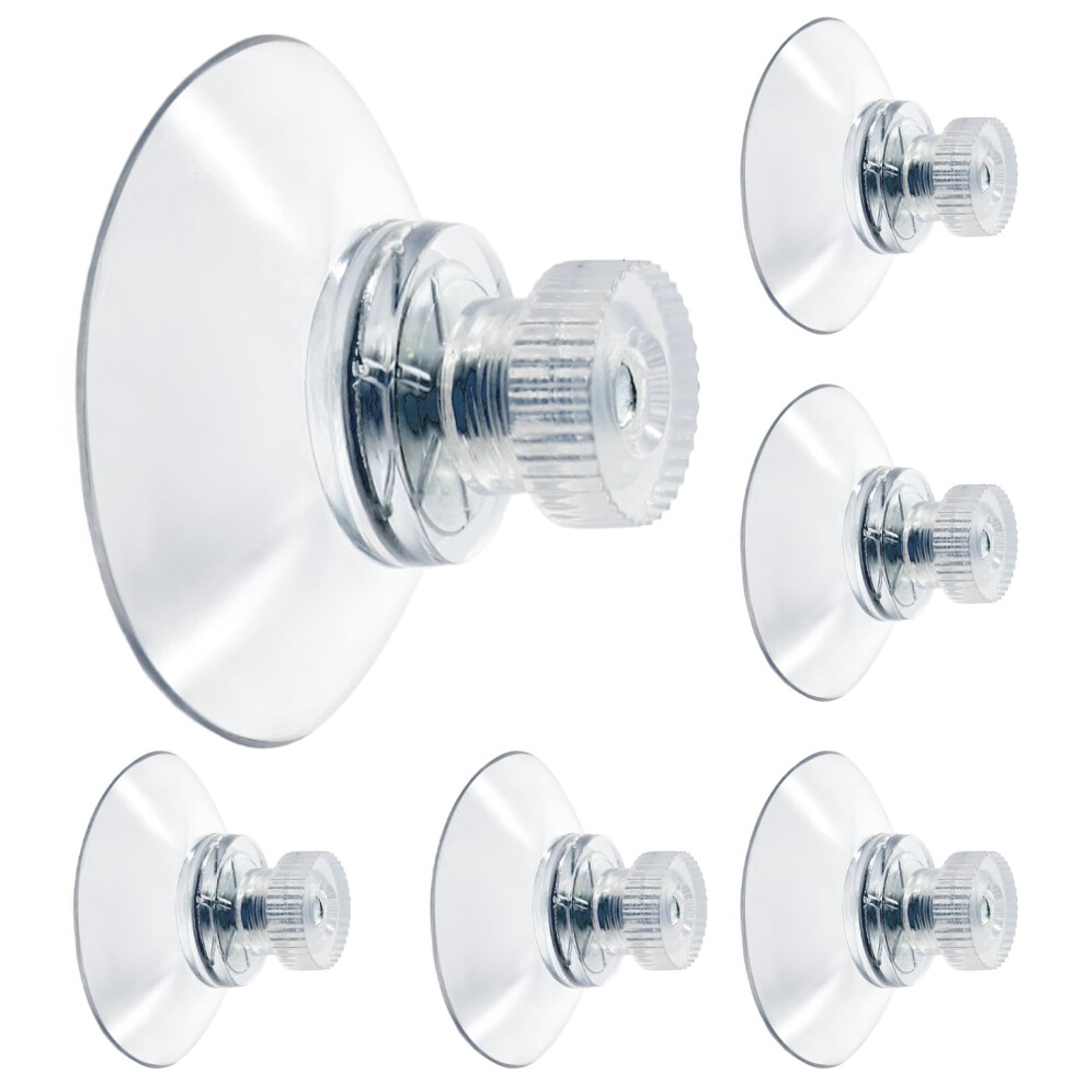 6 Pack 32Mm Clear Pvc Suction Cups With Screws, Secure Grip Reusable Holders For Bathroom, Window, Car 9073542925064