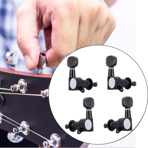 Black Ukulele Tuning Pegs 2L 2R Set with Stable Tuning Performance and Easy Installation 1
