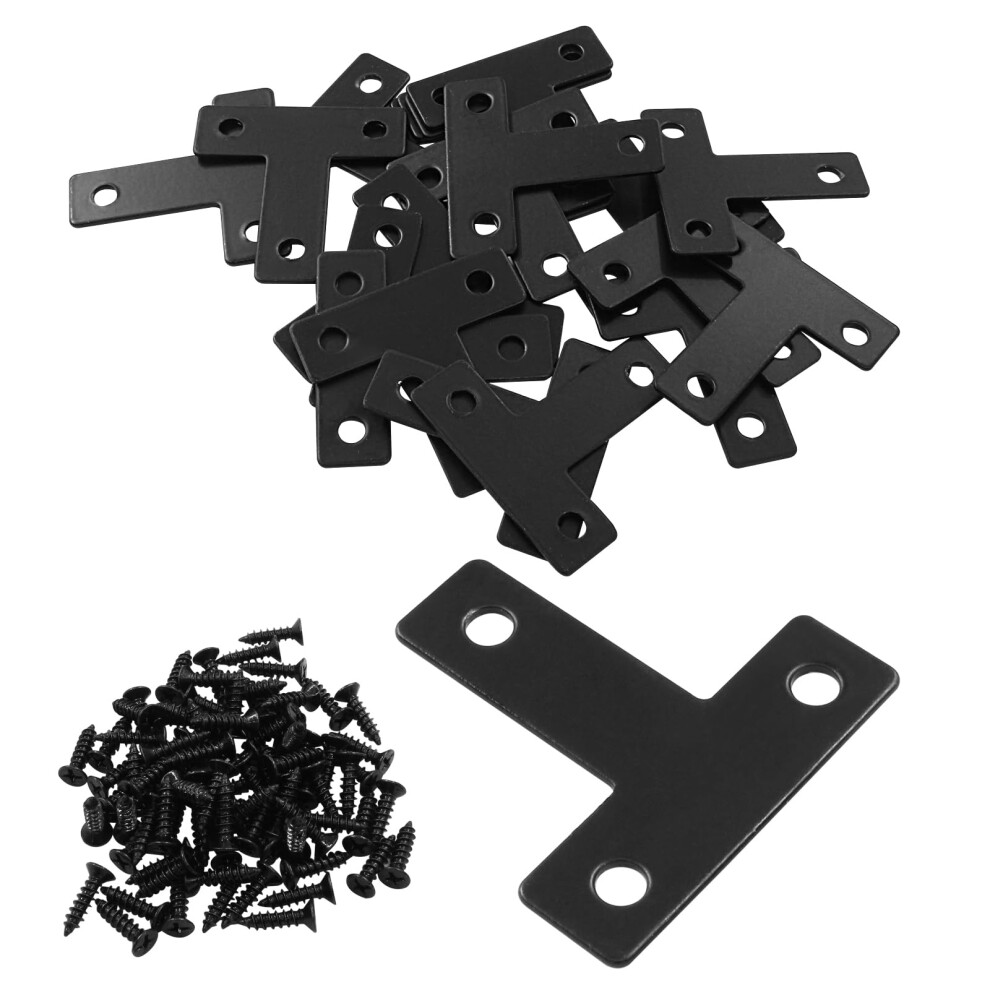 20 Pcs 40Mm Black Stainless Steel T Corner Braces For Wood Furniture And Cabinet 9351714405393